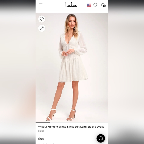 NWT Lulus | White Swiss Dot Long Sleeve Dress | Size Small - Picture 2 of 9